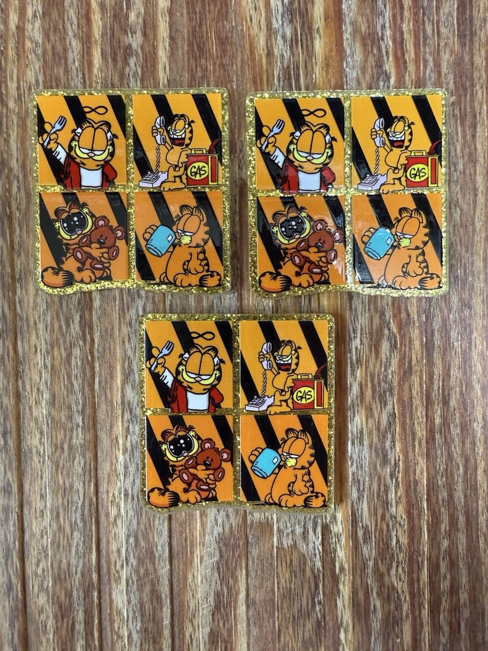 3 Pc Garfield Acrylic Flatbacks
